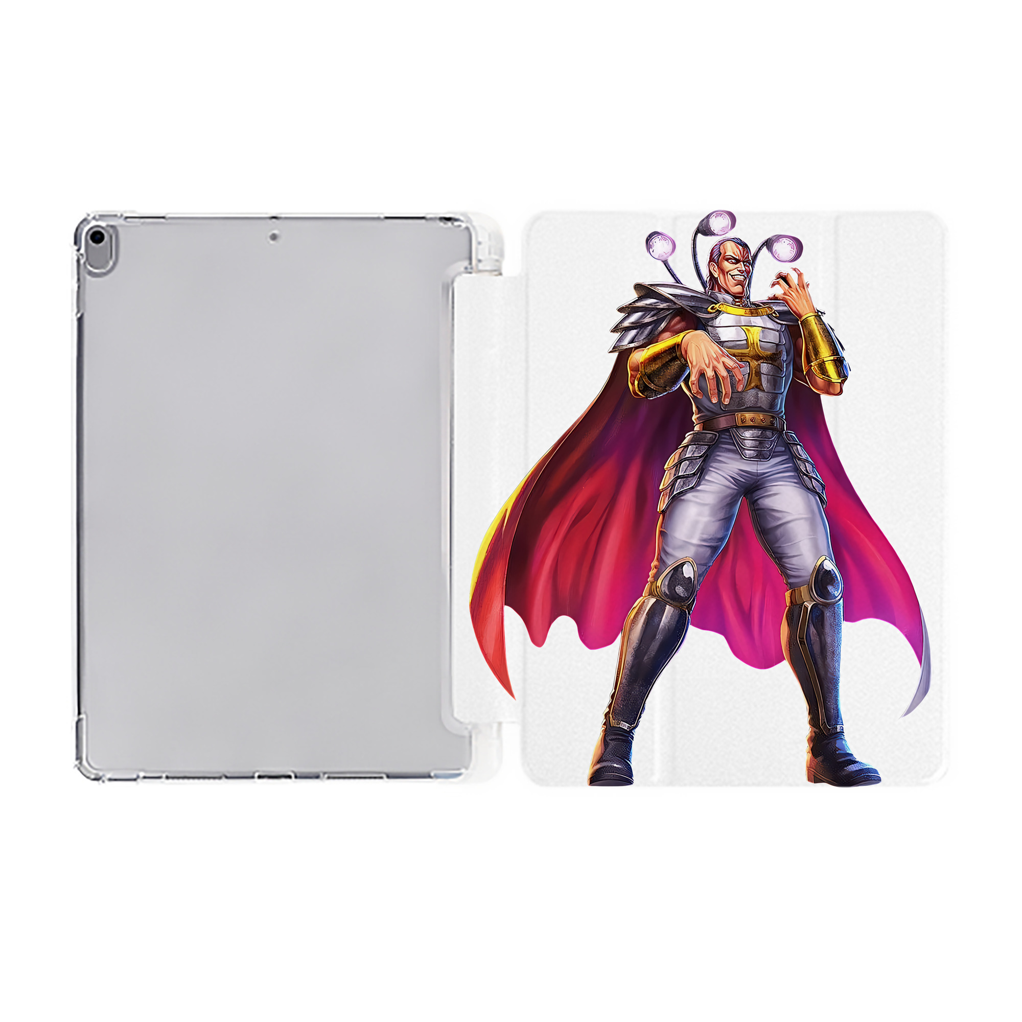 （画像用） 北斗の拳 Fist of the North Star IPad ケース ペン収納付き 三つ折りスタンド PUレザー×シリコン 対応機種9.5/10.5/10.9インチ